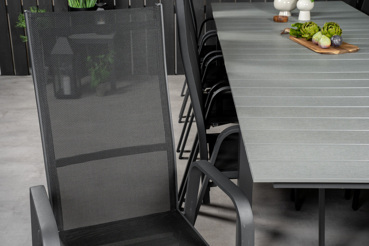 Venture Design Levels & Copacabana Matbord 229x100x75 + Reclinerstolar Svart