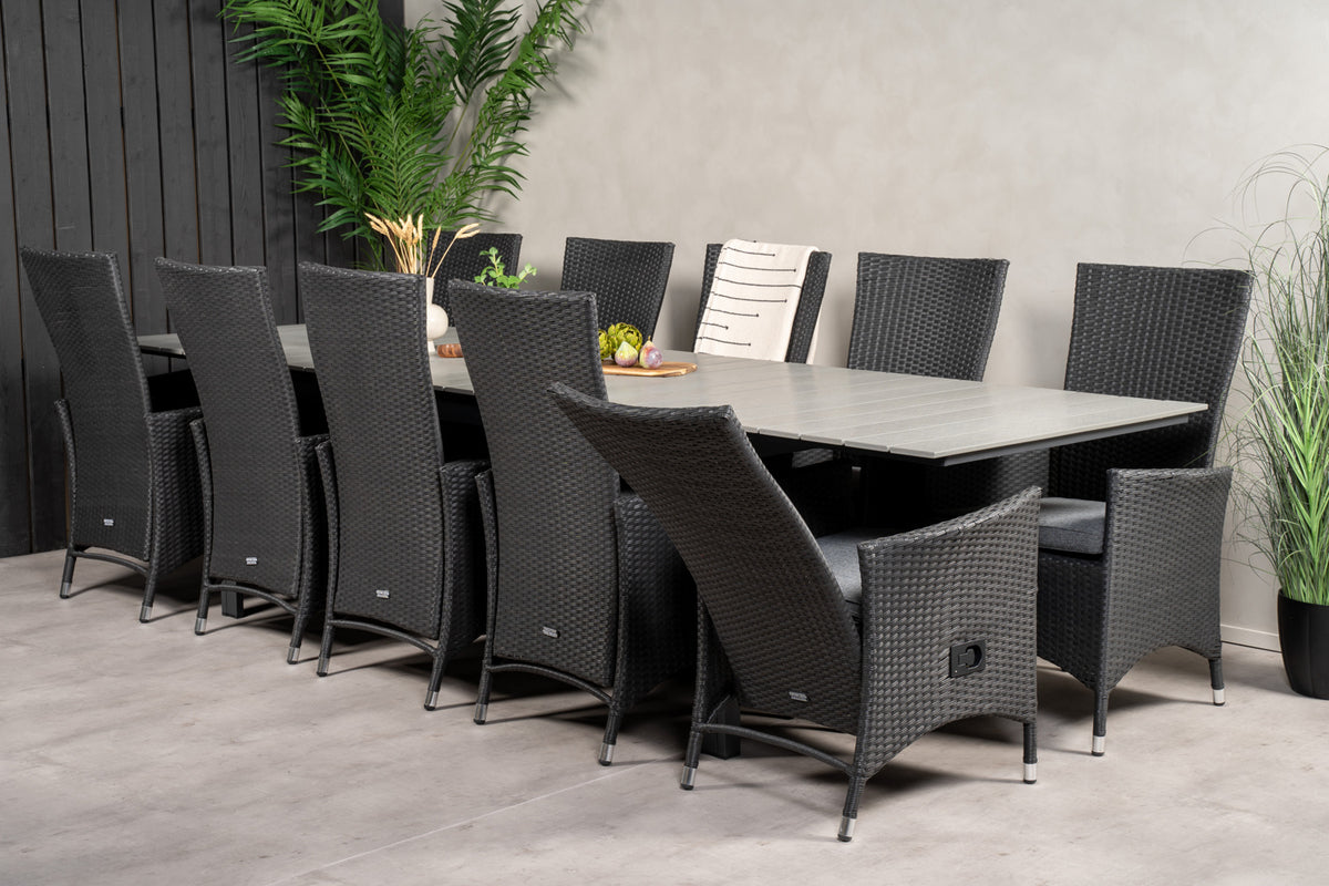 Venture Design Levels & Padova Matbord 229x100x75 + Reclinerstolar Svart