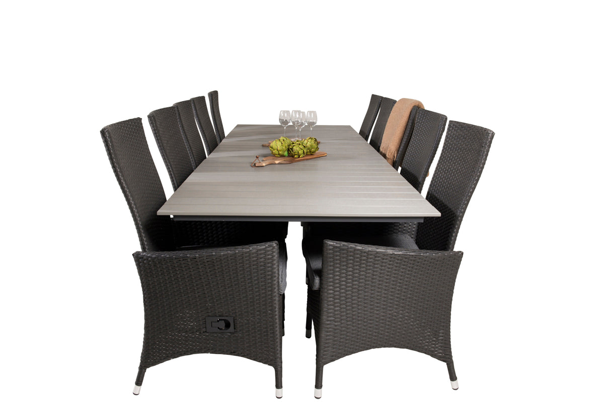 Venture Design Levels & Padova Matbord 229x100x75 + Reclinerstolar Svart