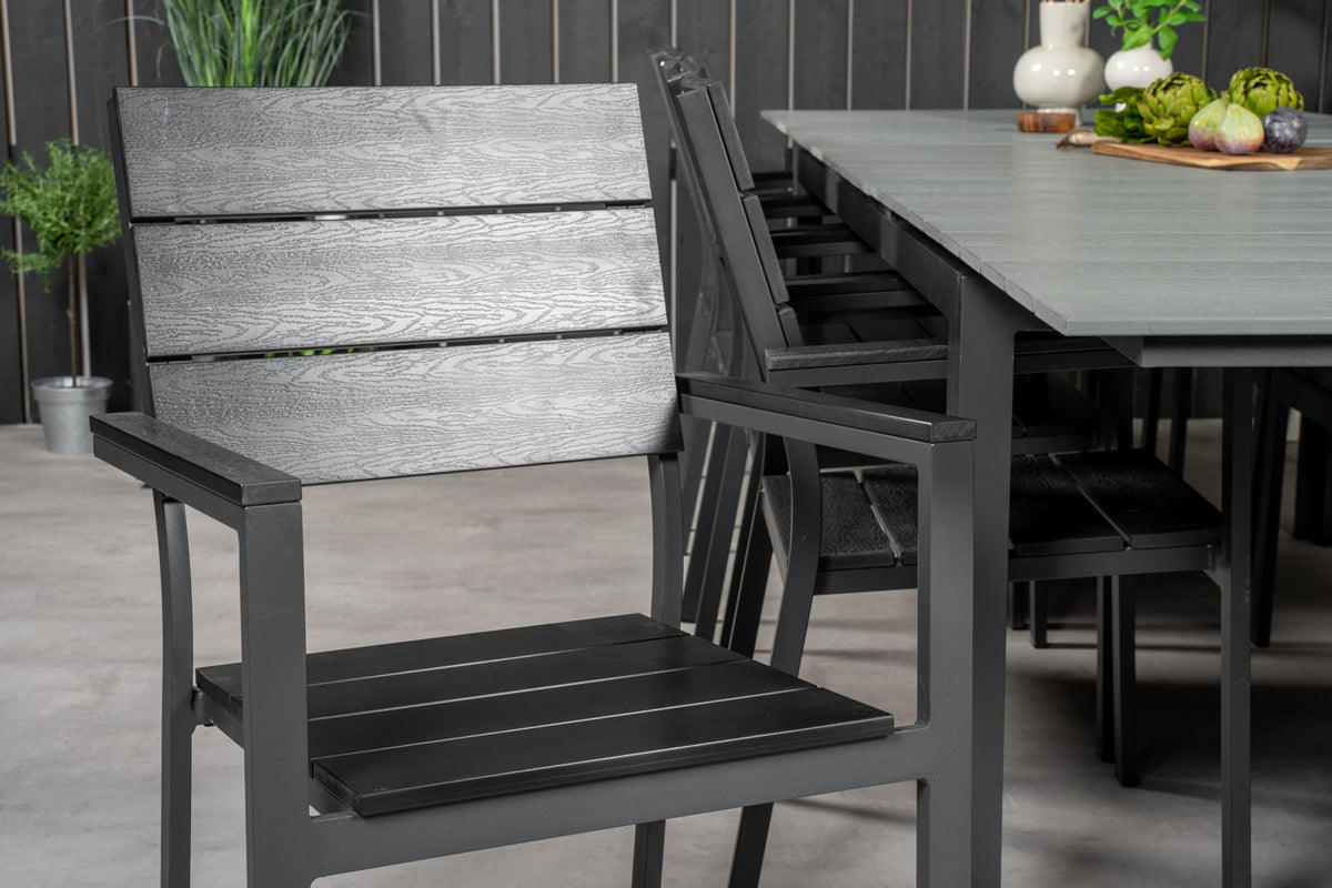 Venture Design Levels Matbord 224x100 + Matstolar Svart