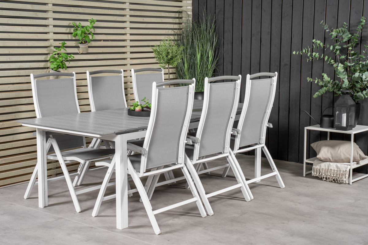 Venture Design Levels & Albany Matbord 229x100x75 + Positionsstolar Vit
