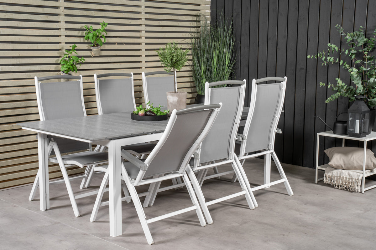 Venture Design Levels & Albany Matbord 229x100x75 + Positionsstolar Vit