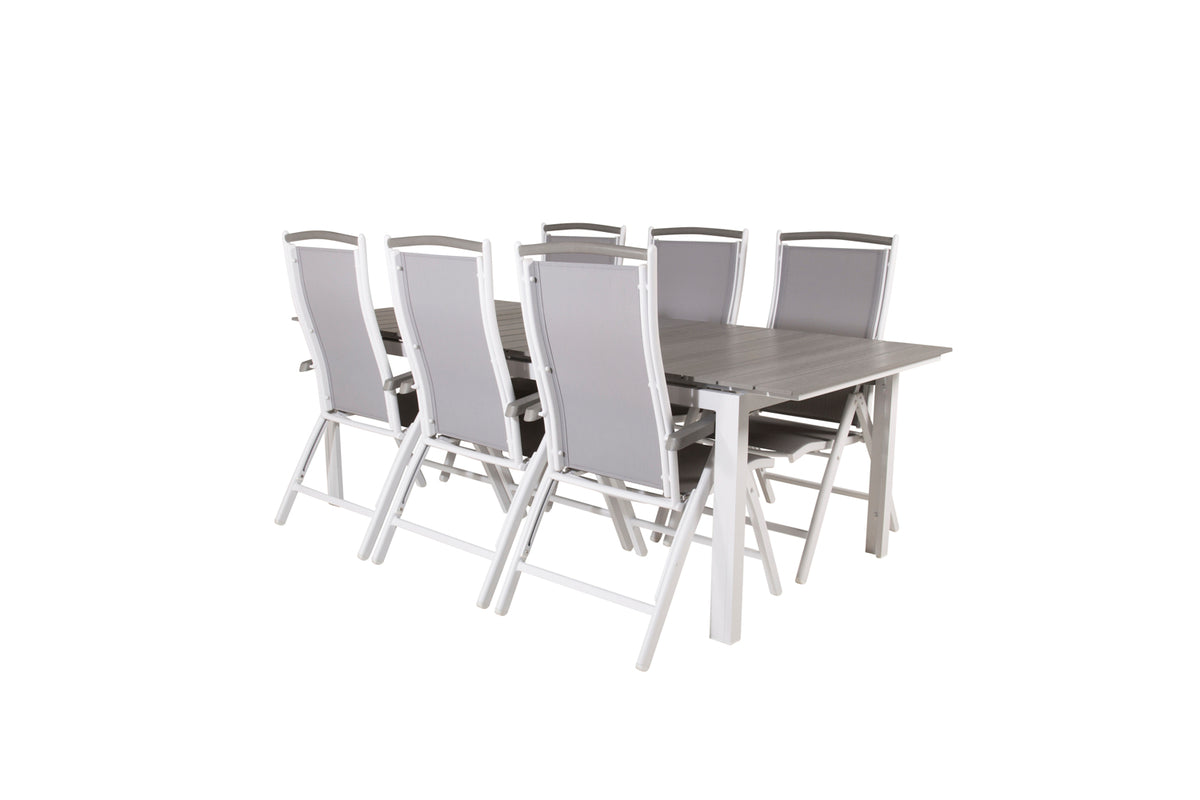 Venture Design Levels & Albany Matbord 229x100x75 + Positionsstolar Vit
