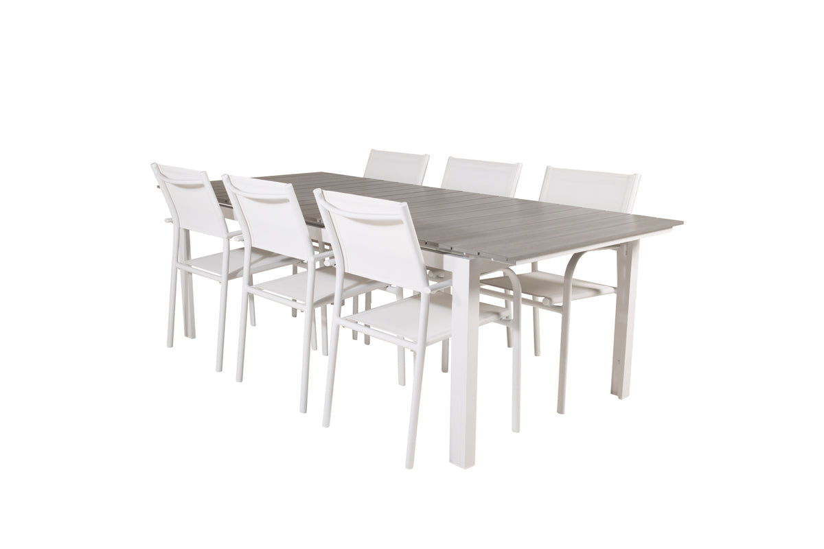 Venture Design Levels & Santorini Matbord 229x100x75 + Matstolar Vit