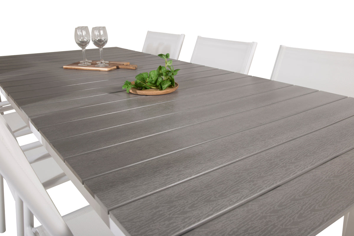 Venture Design Levels & Santorini Matbord 229x100x75 + Matstolar Vit