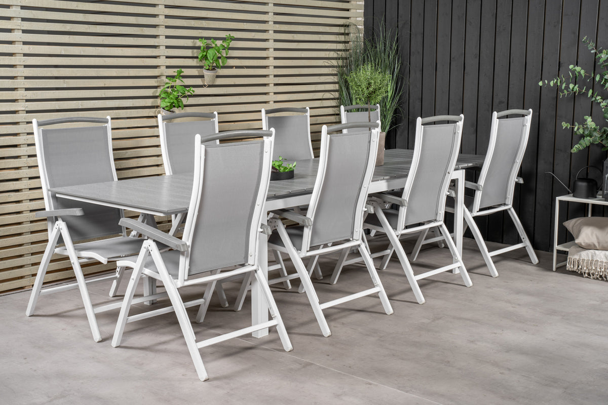 Venture Design Levels & Albany Matbord 229x100x75 + Positionsstolar Vit
