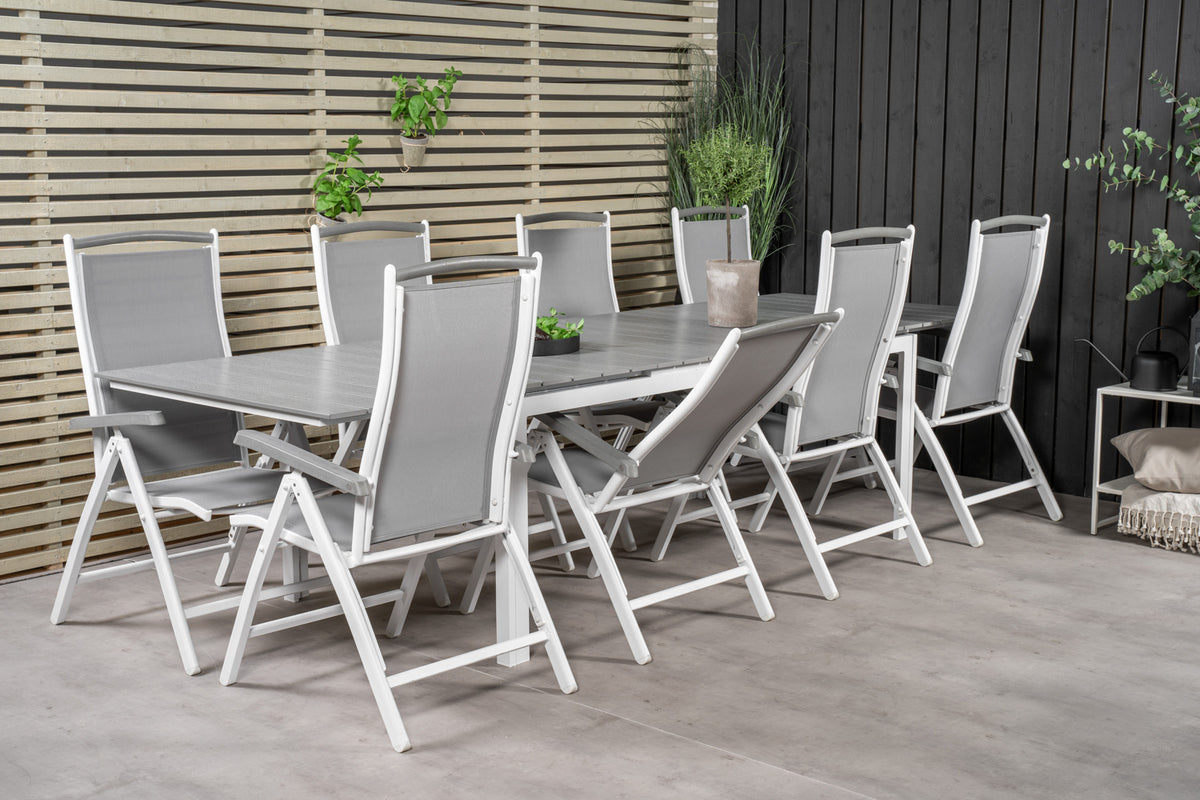 Venture Design Levels & Albany Matbord 229x100x75 + Positionsstolar Vit