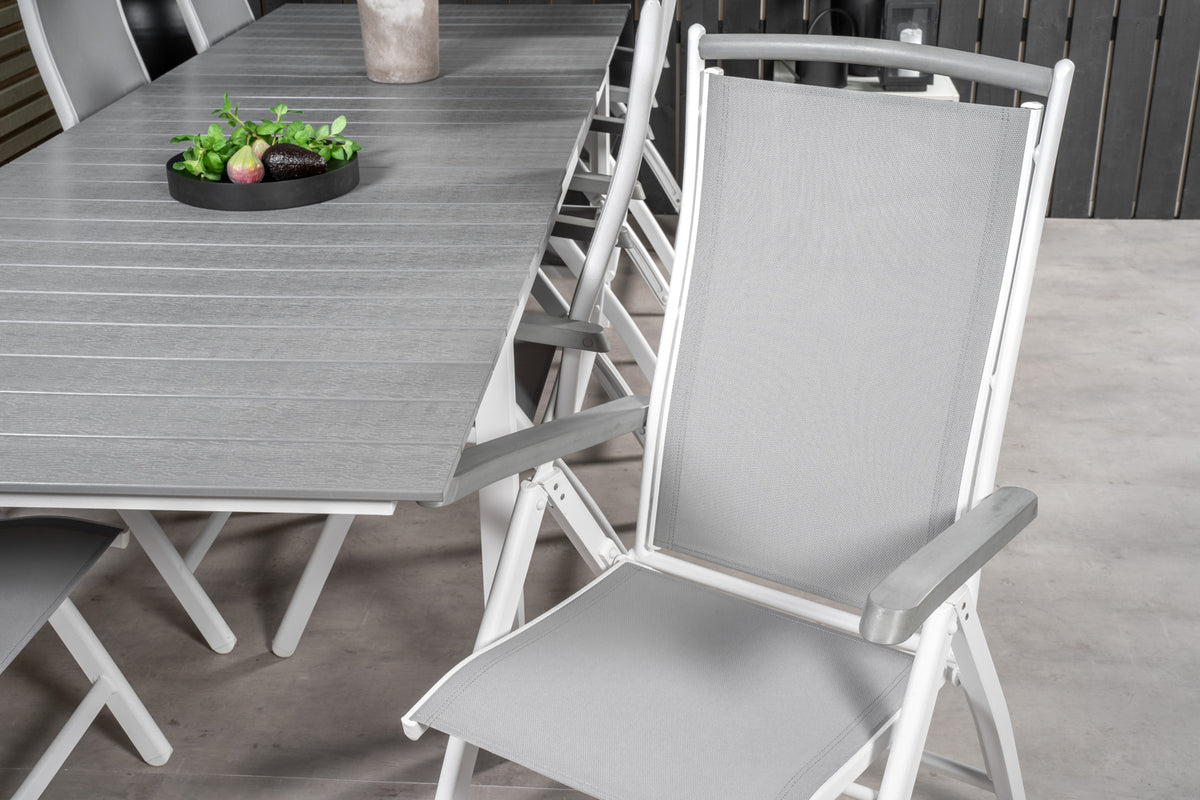 Venture Design Levels & Albany Matbord 229x100x75 + Positionsstolar Vit