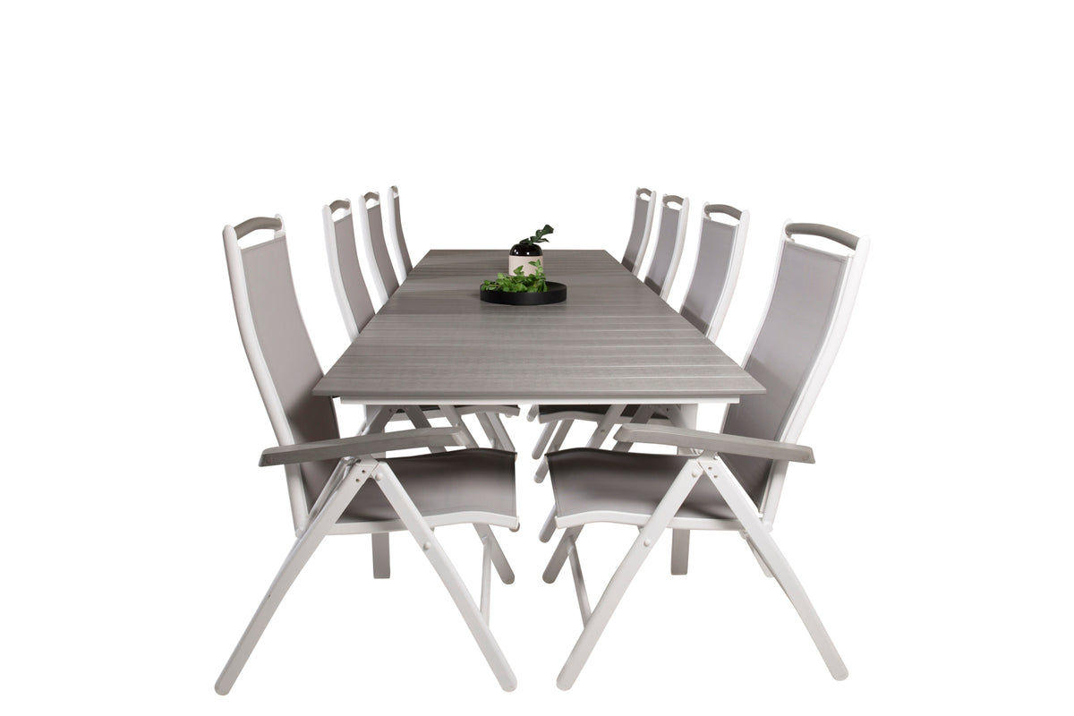 Venture Design Levels & Albany Matbord 229x100x75 + Positionsstolar Vit