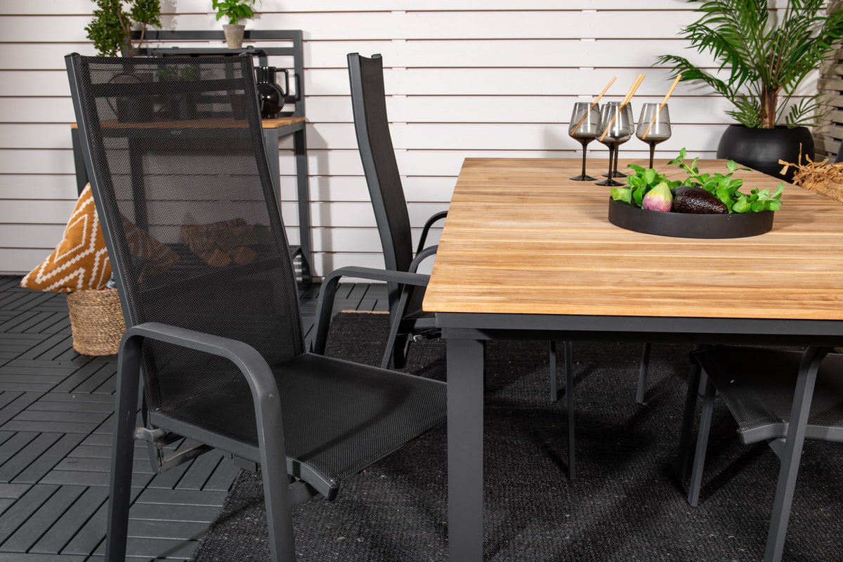 Venture Design Copacabana & Mexico Reclinerstolar Svart + Matbord 90x180/240