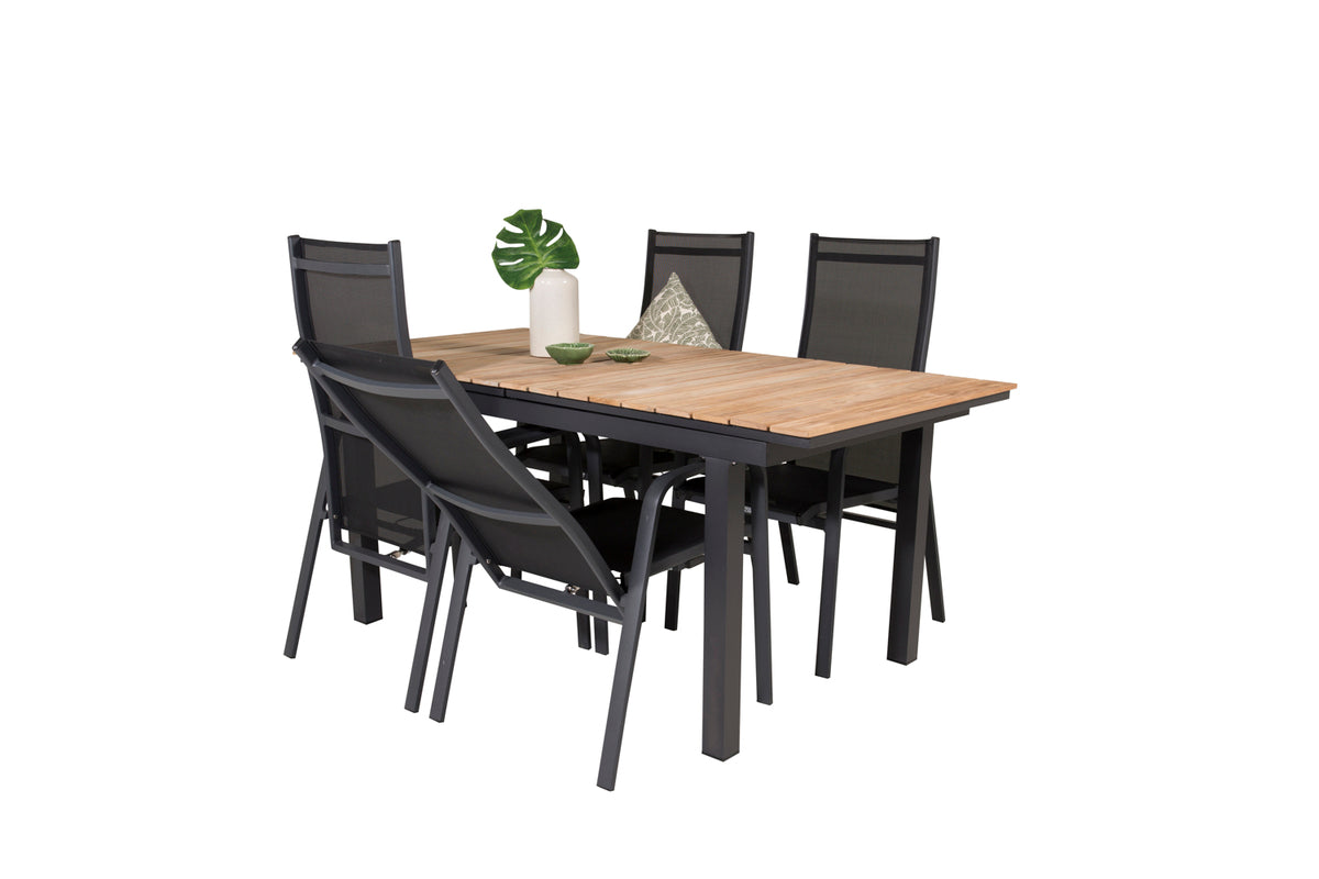 Venture Design Copacabana & Mexico Reclinerstolar Svart + Matbord 90x180/240