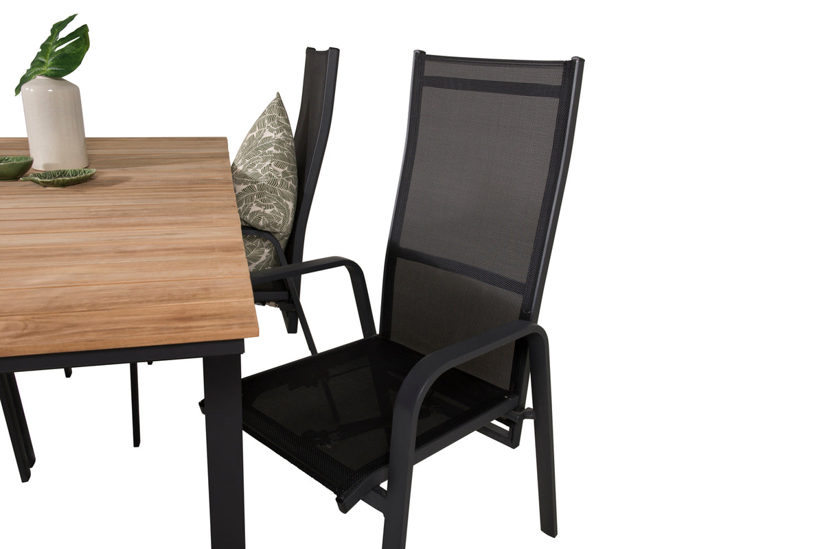 Venture Design Copacabana & Mexico Reclinerstolar Svart + Matbord 90x180/240