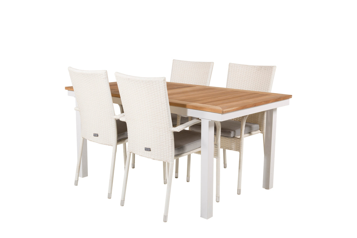 Venture Design Anna & Panama Matstolar Vit + Matbord 160 x 90