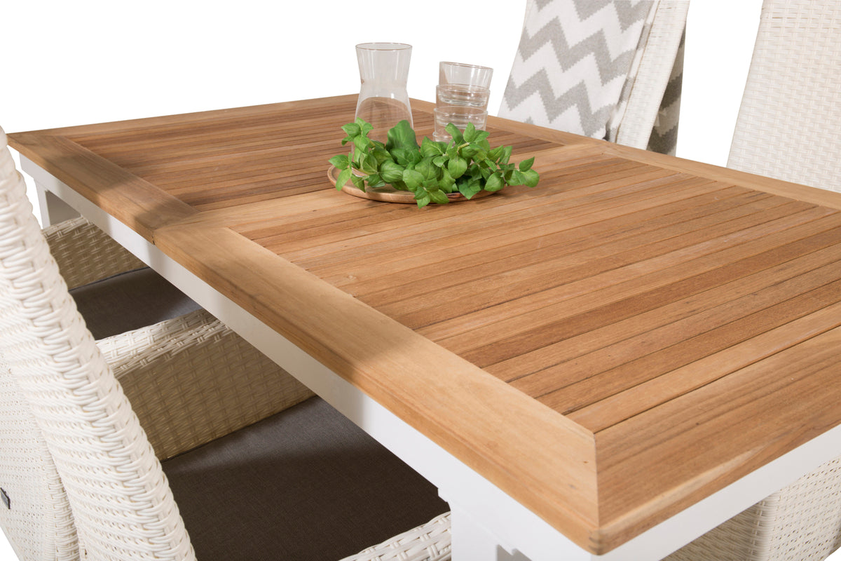 Venture Design Padova & Panama Reclinerstolar Vit + Matbord 160 x 90
