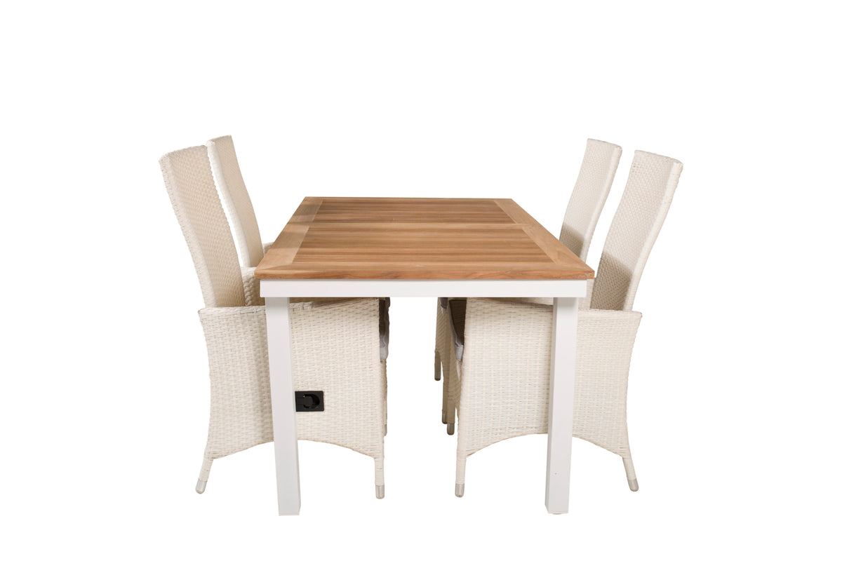 Venture Design Padova & Panama Reclinerstolar Vit + Matbord 160 x 90