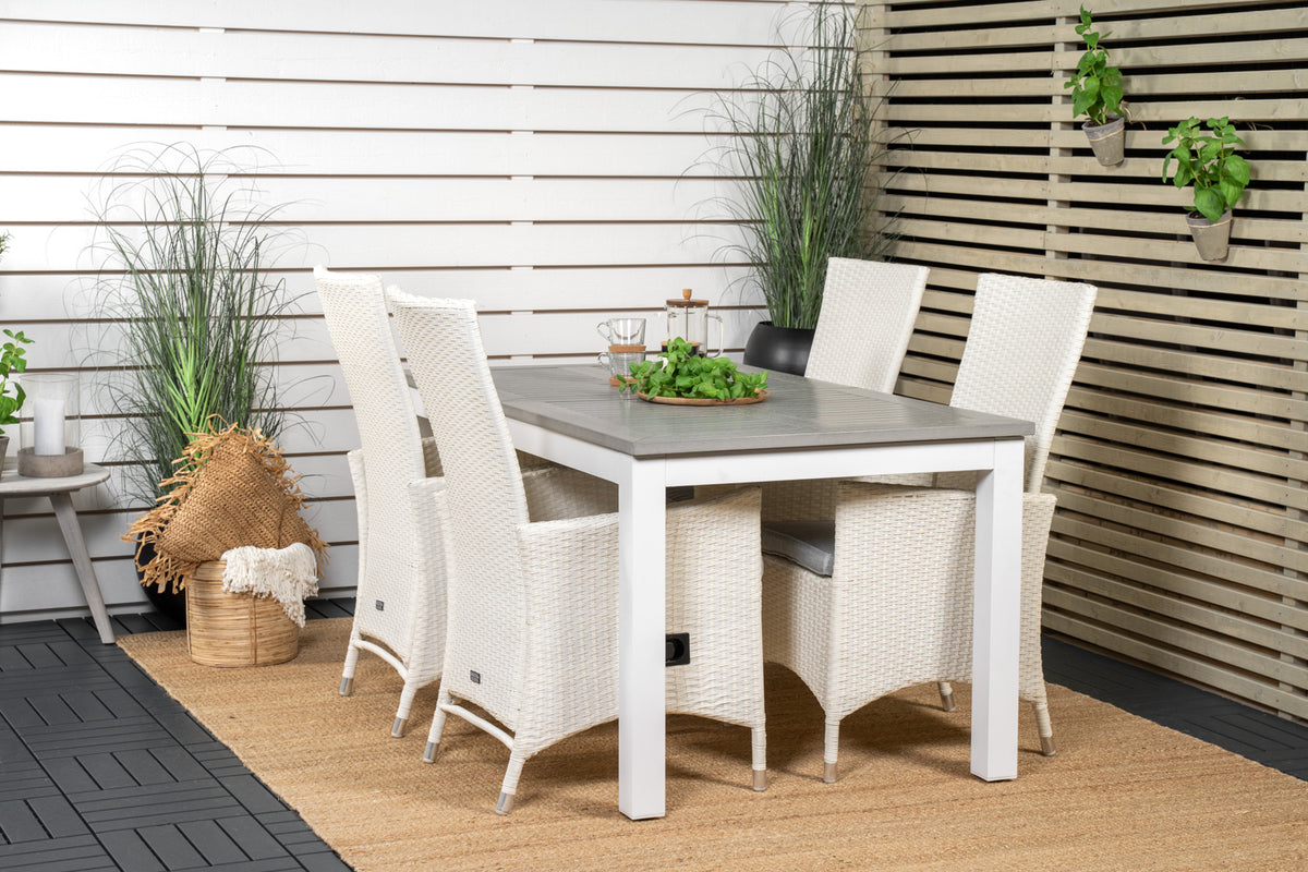 Venture Design Albany & Padova Matbord 152x90 + Reclinerstolar Vit
