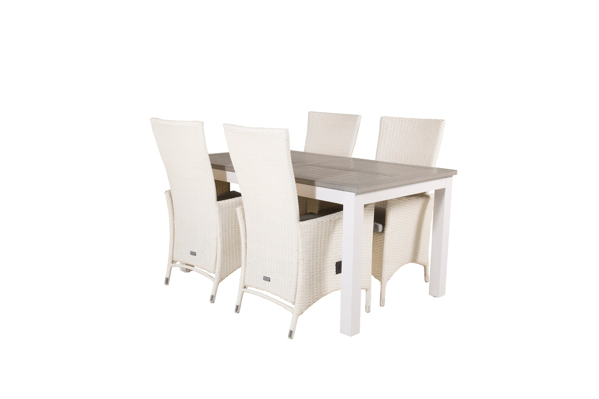 Venture Design Albany & Padova Matbord 152x90 + Reclinerstolar Vit