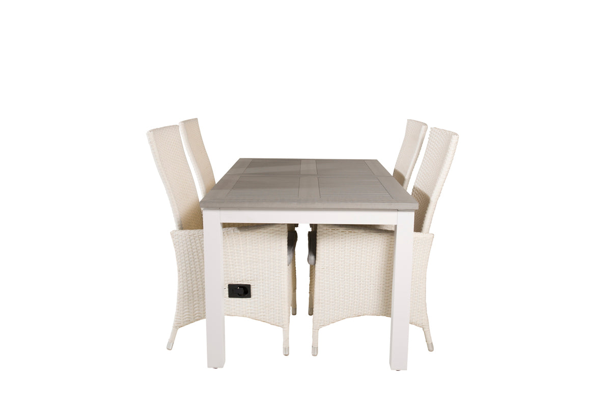 Venture Design Albany & Padova Matbord 152x90 + Reclinerstolar Vit