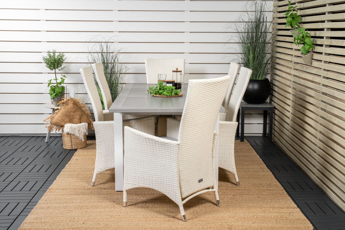 Venture Design Albany & Padova Matbord 152x90 + Reclinerstolar Vit