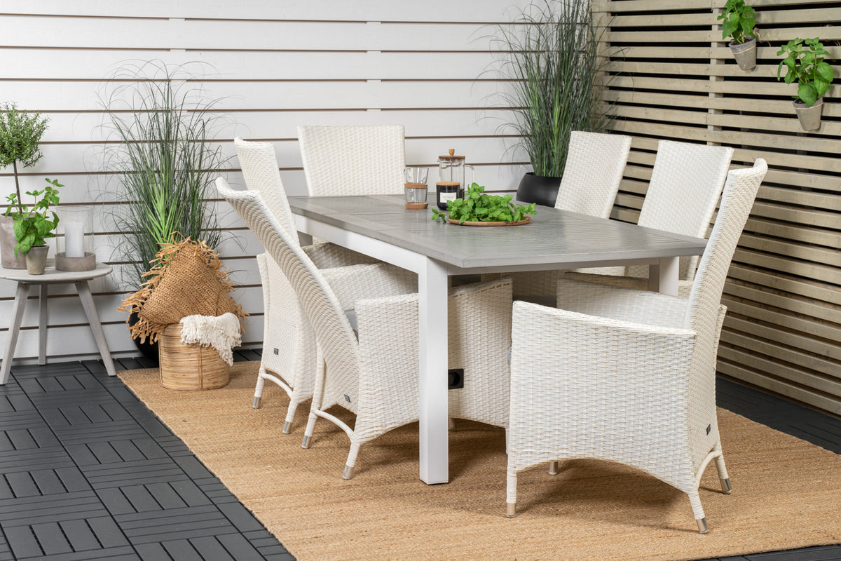 Venture Design Albany & Padova Matbord 152x90 + Reclinerstolar Vit