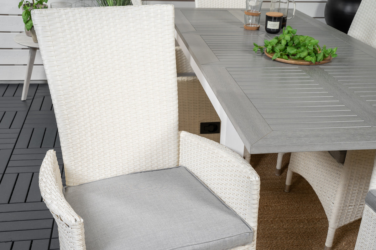 Venture Design Albany & Padova Matbord 152x90 + Reclinerstolar Vit