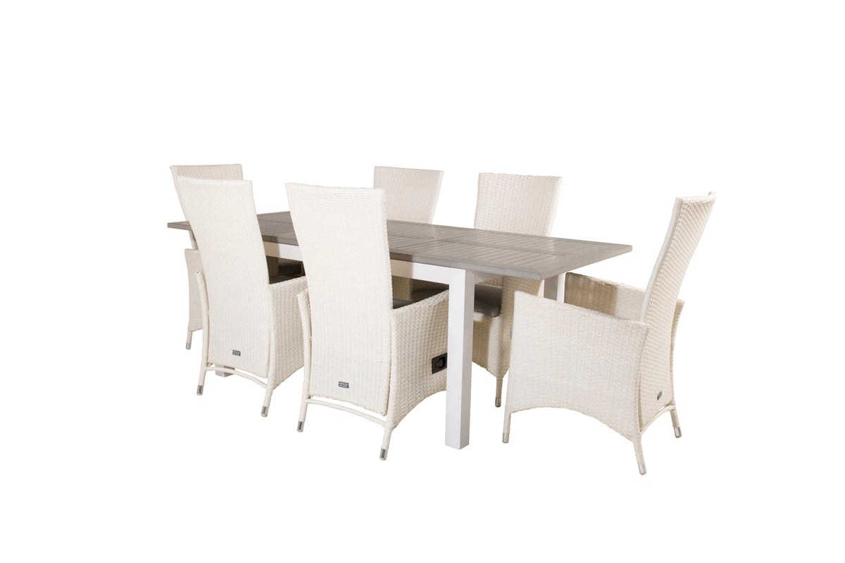 Venture Design Albany & Padova Matbord 152x90 + Reclinerstolar Vit