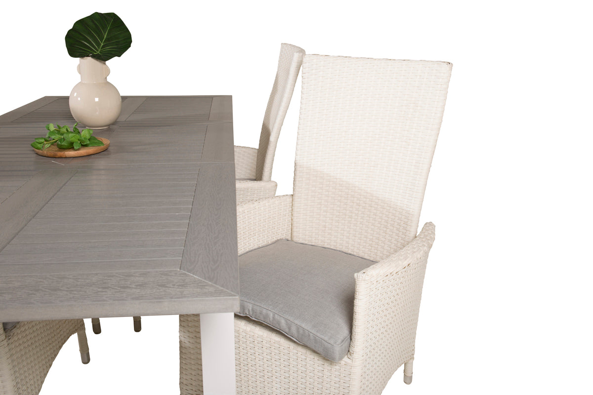 Venture Design Albany & Padova Matbord 152x90 + Reclinerstolar Vit