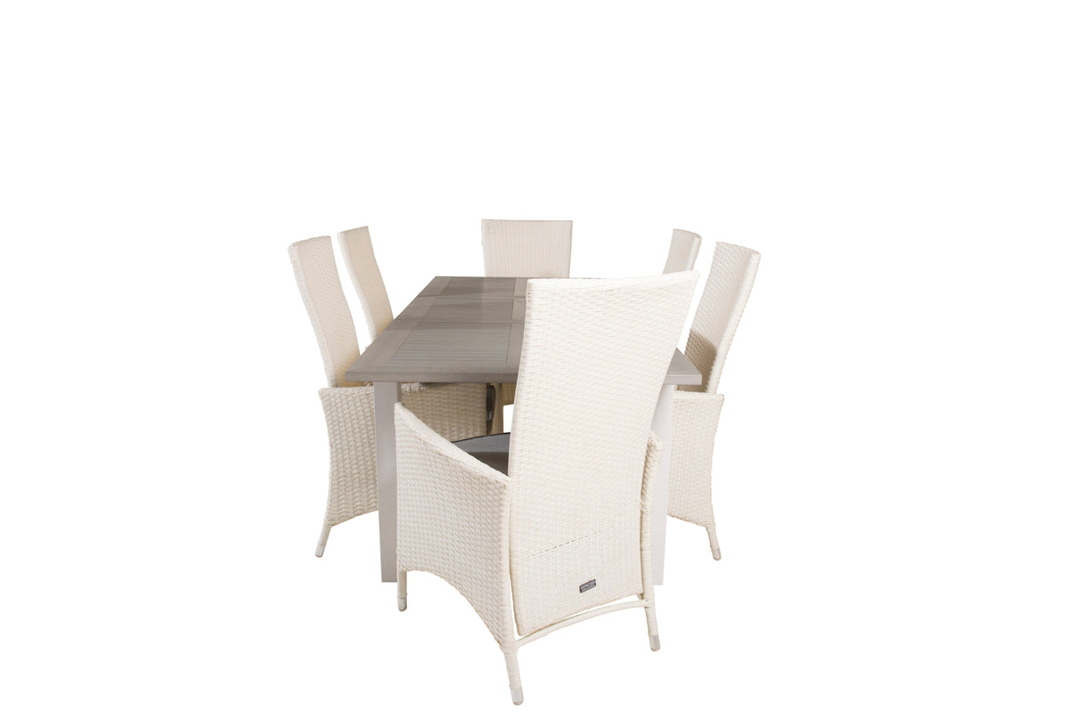 Venture Design Albany & Padova Matbord 152x90 + Reclinerstolar Vit