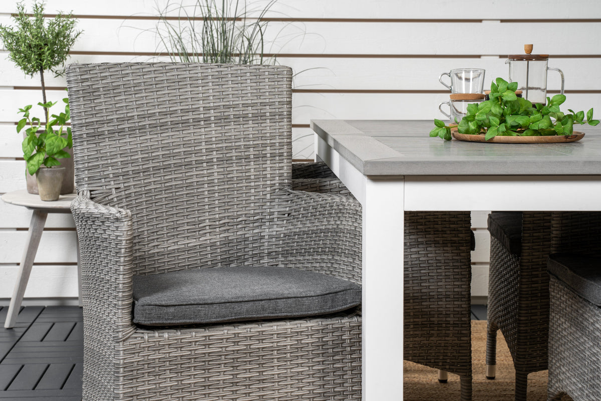 Venture Design Albany & Malin Matbord 152x90 + Matstolar Grå
