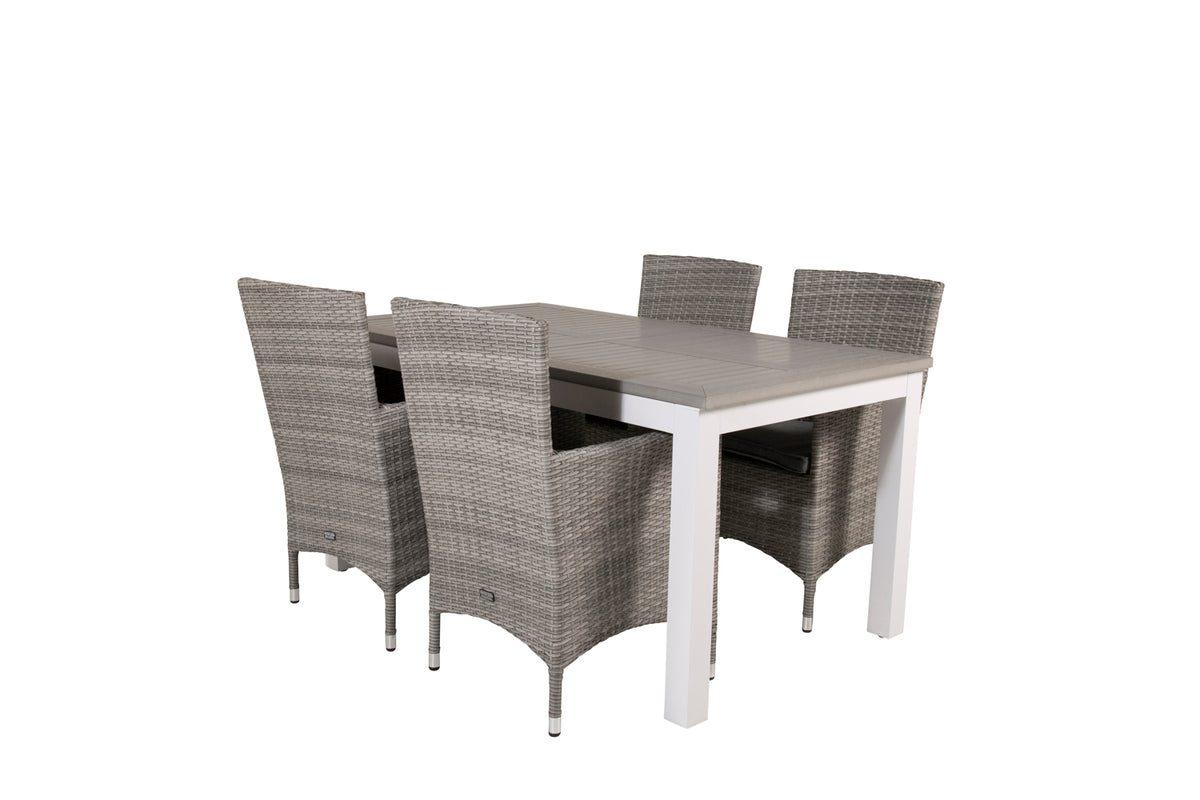 Venture Design Albany & Malin Matbord 152x90 + Matstolar Grå