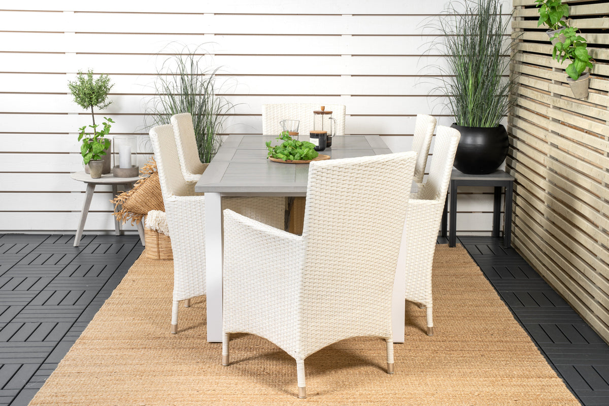 Venture Design Albany & Malin Matbord 152x90 + Matstolar Vit