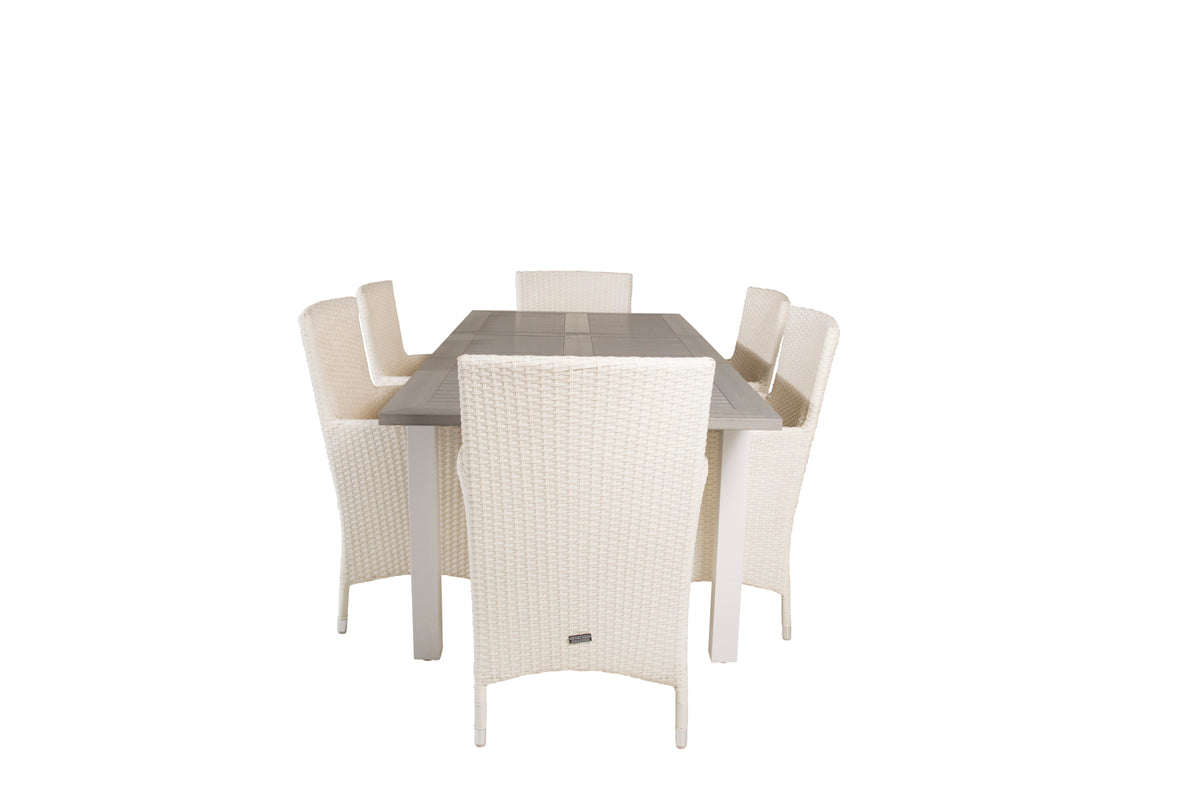 Venture Design Albany & Malin Matbord 152x90 + Matstolar Vit