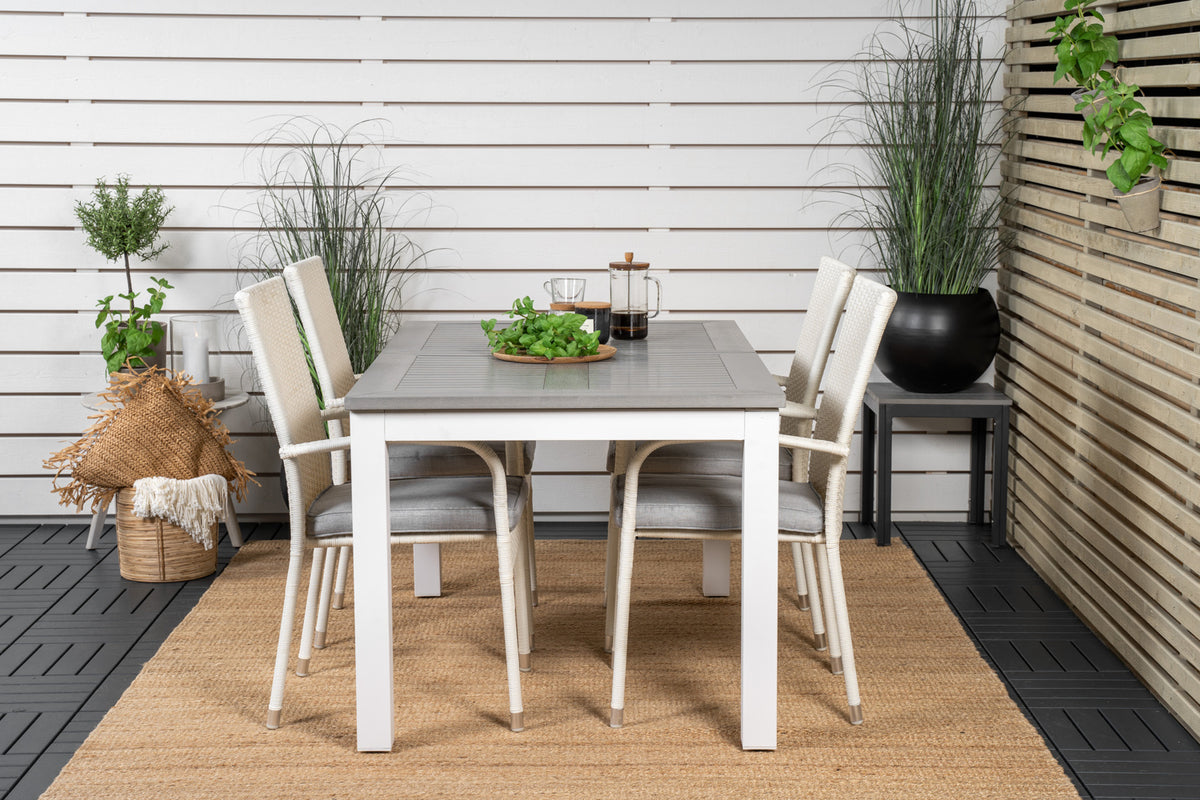 Venture Design Albany & Anna Matbord 152x90 + Matstolar Vit