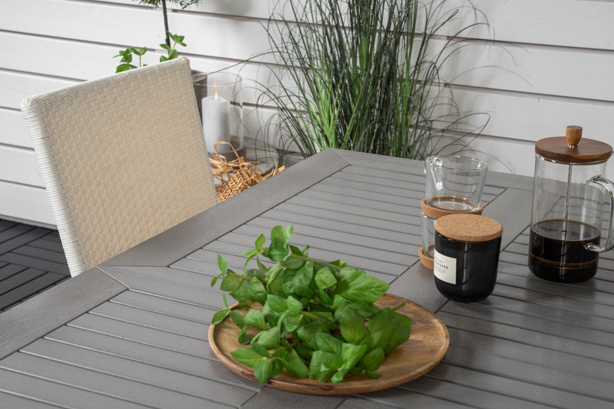Venture Design Albany & Anna Matbord 152x90 + Matstolar Vit