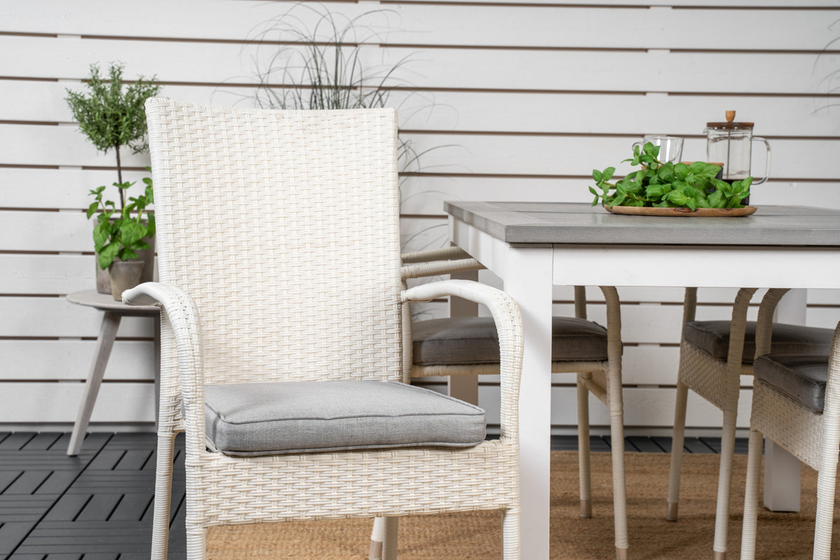 Venture Design Albany & Anna Matbord 152x90 + Matstolar Vit