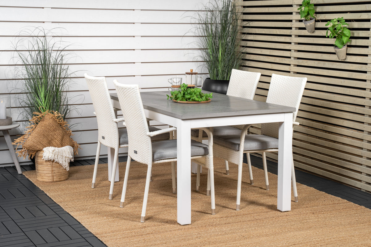 Venture Design Albany & Anna Matbord 152x90 + Matstolar Vit