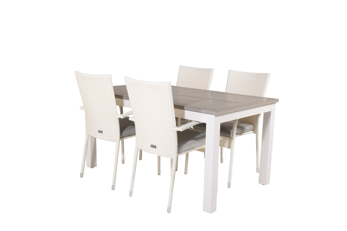 Venture Design Albany & Anna Matbord 152x90 + Matstolar Vit