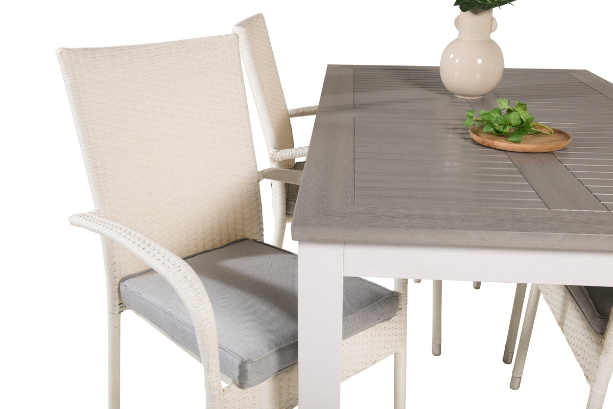 Venture Design Albany & Anna Matbord 152x90 + Matstolar Vit