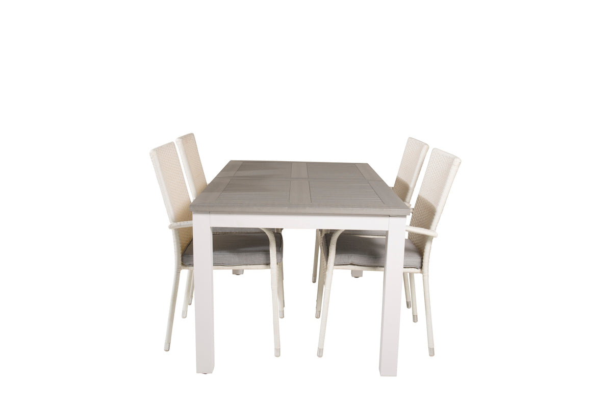 Venture Design Albany & Anna Matbord 152x90 + Matstolar Vit