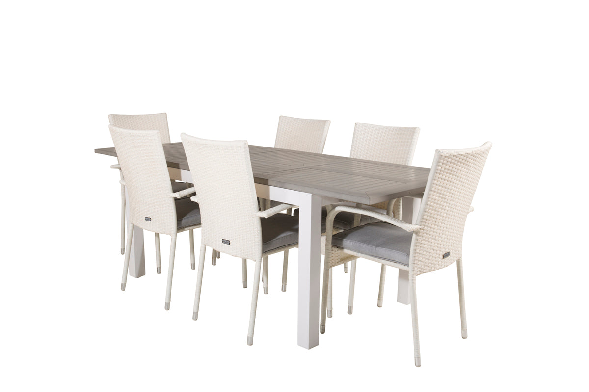 Venture Design Albany & Anna Rektangulära Matbord 152 x 90 Vit + Matstolar 2-pack Vit