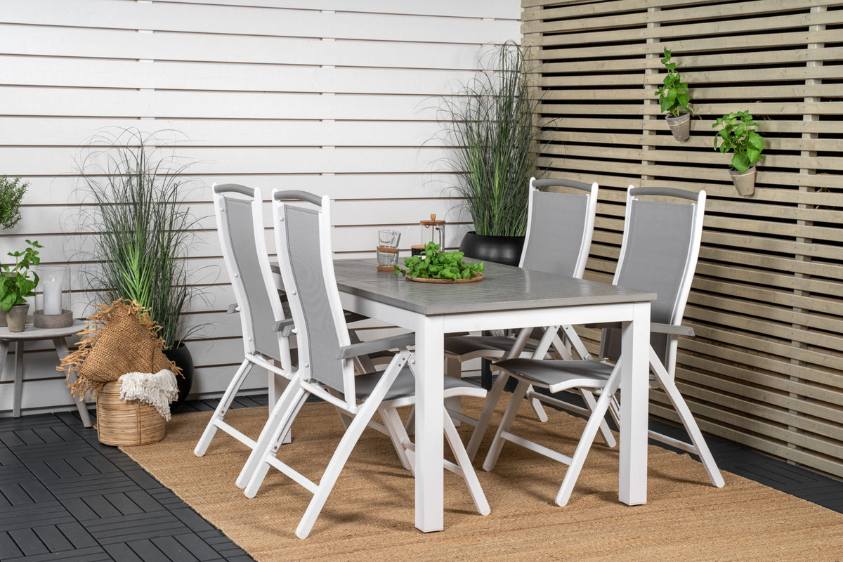 Venture Design Albany Rektangulära Matbord 152 x 90 Vit + Positionsstolar 2-pack Vit