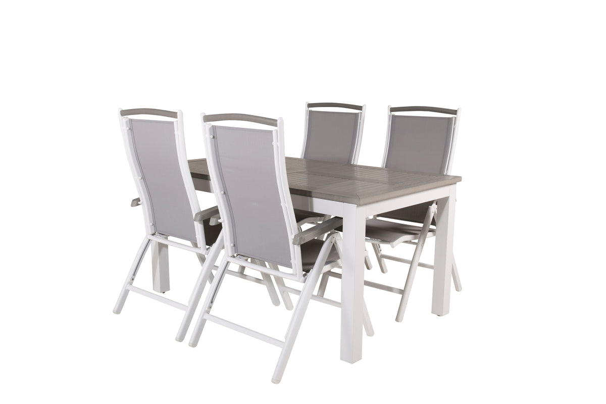 Venture Design Albany Rektangulära Matbord 152 x 90 Vit + Positionsstolar 2-pack Vit