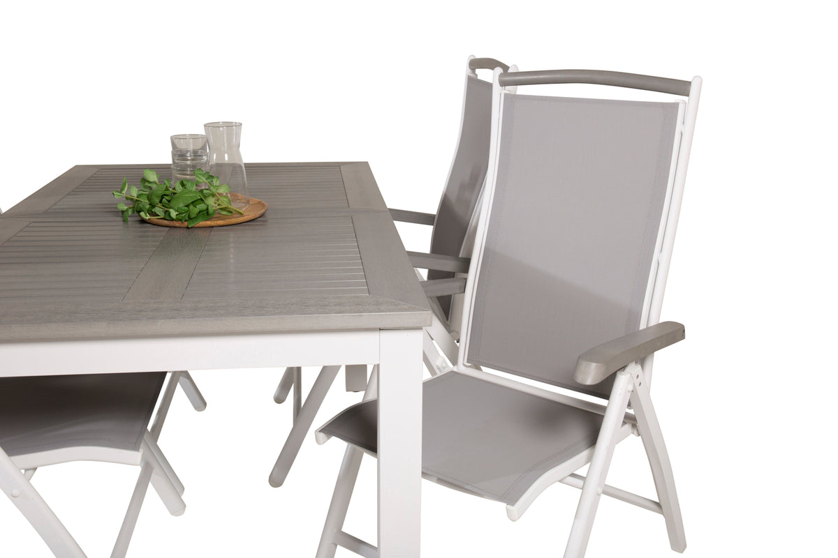 Venture Design Albany Rektangulära Matbord 152 x 90 Vit + Positionsstolar 2-pack Vit