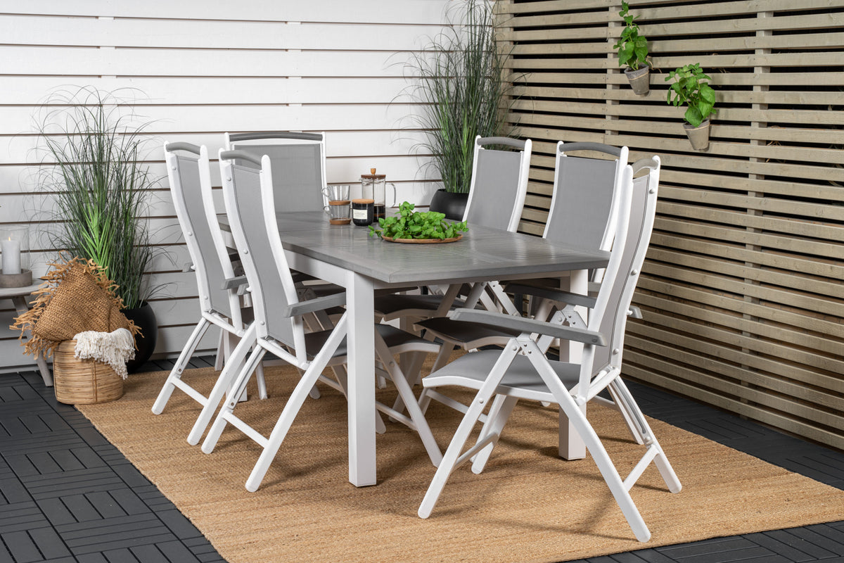 Venture Design Albany Rektangulära Matbord 152 x 90 Vit + Positionsstolar 2-pack Vit