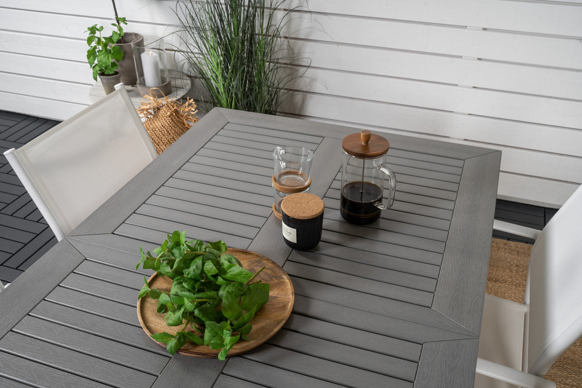 Venture Design Albany & Santorini Rektangulära Matbord 152 x 90 Vit + Matstolar 2-pack Vit