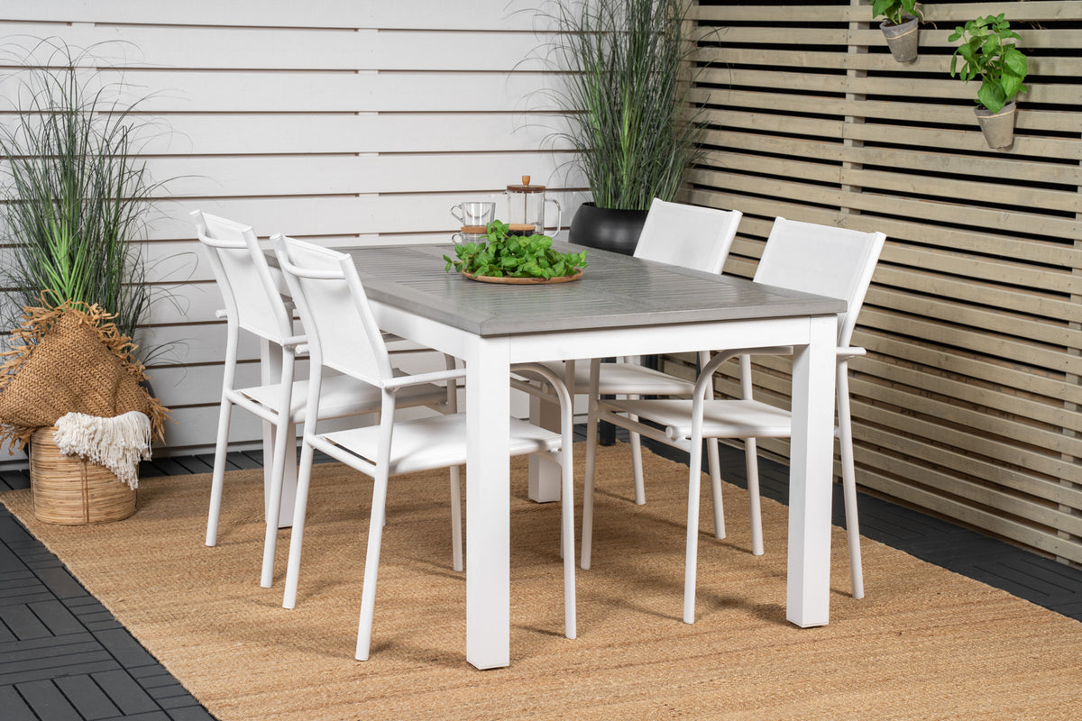 Venture Design Albany & Santorini Rektangulära Matbord 152 x 90 Vit + Matstolar 2-pack Vit