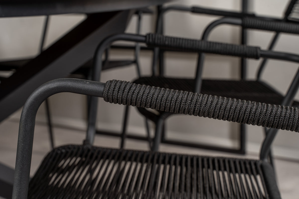 Venture Design Mexico & Lindos Matbord ⌀140 + Matstolar Svart