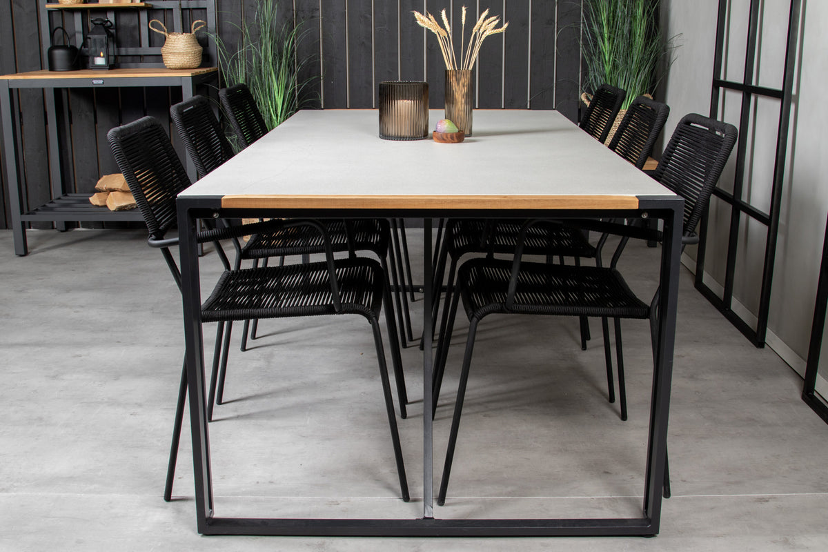 Venture Design Lindos & Texas Matstolar Svart + Matbord 200x100