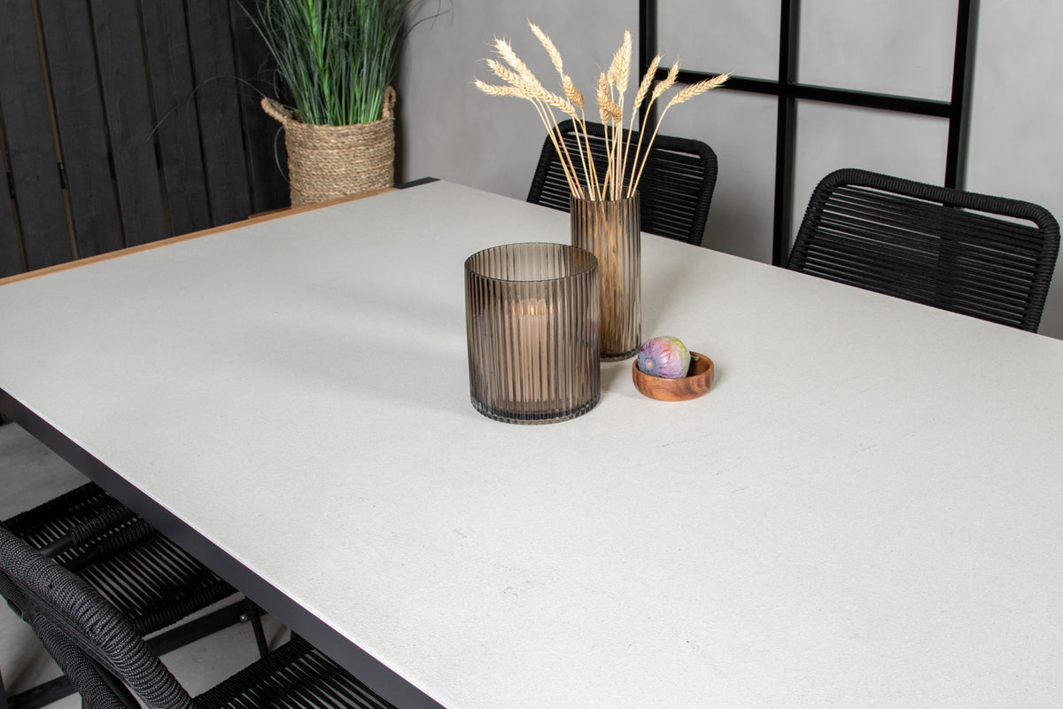 Venture Design Lindos & Texas Matstolar Svart + Matbord 200x100