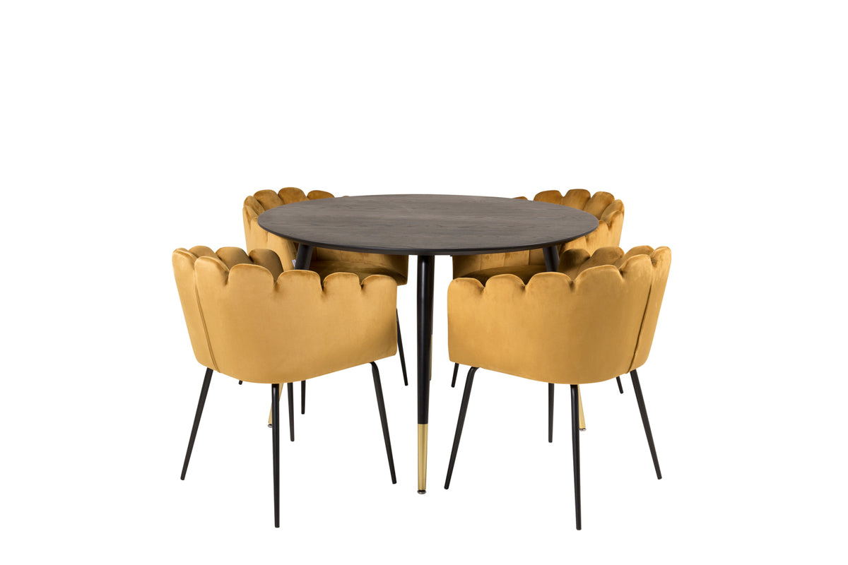 Venture Design Limhamn & Dipp Matstolar Gul + Matbord ⌀115